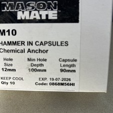 10x M10 mason mate  Chemical Anchor Resin Capsules 
