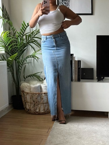 Asos blue denim maxi - denim, skirt