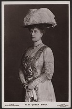 H.M. QUEEN MARY with ostrich feather hat  postcard