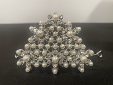 Princess Tiara Comb Wedding Communion Hair /Veil Faux Pearl Rhinestone Accessory