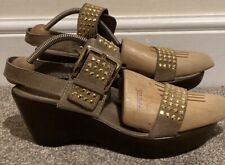 Ladies Russell & Bromley Leather Slingback Wedge Sandals.Uk7.5.Buckle.Studded