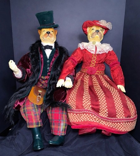 Vintage bulldog figurine set - vintage,