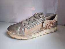 REMONTE DESIGNER UK 6 EU 39 WOMENS TAUPE LEATHER FLAT LACE UP SHOES TRAINERS