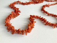Vintage Natural Coral Branch Necklace. Salmon pink. 17.5 inches half length. 