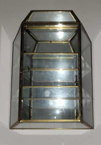 Vintage glass and brass curio - glass,