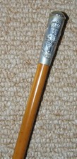 Vintage Scottish Military Swagger Stick - Silver Top Seaforth Highlanders Crest