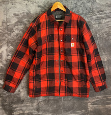 Carhartt Sherpa Lined Flannel Shirt Jacket Red Black Loose Fit S (Fits M/L)