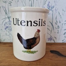 Cloverleaf T.G.Green Hen Cream Earthenware Utensils Crock Pot Made In England