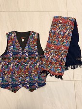 Vintage Disney Tie Rack 100% Silk Lambswool Waist Coat Scarf Mickey Mouse