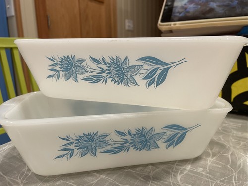 Vtg mcm glasbake floral blue - vtg,