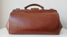 Original Vintage Antique Brown Leather Gladstone Doctors Bag Holdall VGC