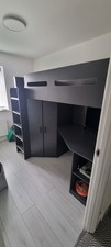 Children’s High Sleeper Bed with Desk, Wardrobe & Shelves – Excellent Condition