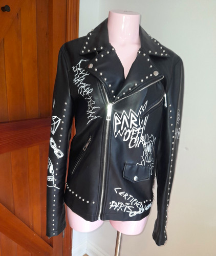 Black faux leather studded - black,
