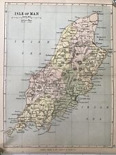 ISLE of MAN 1880 Antique County Map England Philip Atlas Bartholomew Stanley