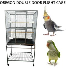 OREGON PARAKEET CAGE BIRD CAGE DOUBLE DOOR ANTIQUE SILVER 79 X 52 X 150 PERCHES