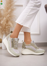 New Women Metallic Beige Wedge