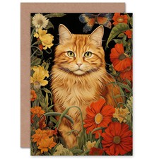 Ginger Tabby Cat Lover Floral