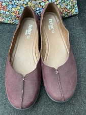 Hotter Robyn Burgandy Nubuck Leather Shoes Size 9 EXF Wide Fit Brand New