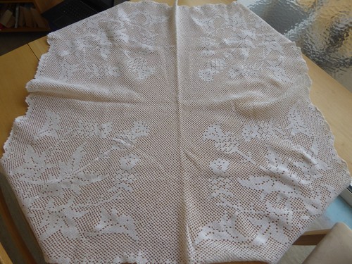 Vintage white crochet table - crochet,