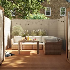 Rattan Garden Set 6 Seater Modular Outdoor Patio Dining Furniture Beige