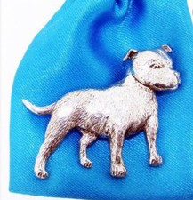 Staffordshire Bull Terrier Dog  English Pewter Pin Badge Brooch Free Gift Bag
