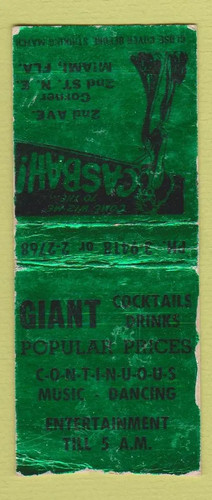 Matchbook cover casbah miami - -,