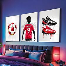 Personalised Liverpool Football Prints Red Boys Bedroom Poster Set of 3 Wall Art