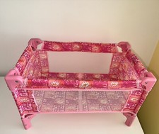 The New York Doll Collection Pink Doll Travel Cot Bed
