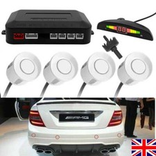 4x White Parking Sensors Car Reverse Backup Rear Radar Alert System Buzzer KIT