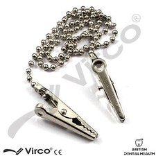 NAPKIN BIB SERVIETTE TOWEL HOLDER 55CM FLEXIBLE BALL CHAIN SILVERY Stainless X2