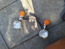 TWIN MOTORCYCLE MOTORBIKE HEADLAMP HEADLIGHT SET Chrome custom dragster cafe