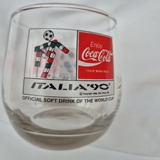 Vintage Italia 90 Coca-Cola Coke Glass Tumbler Italy 1990 Football World Cup 
