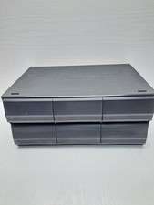 Black Ash Wood Vintage 6-Drawer Cassette Tape Storage Box, Holds 72 Tapes Retro