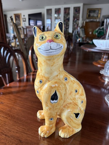 Antique galle cat with glass - antique,