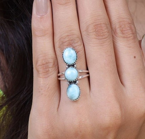 Handmade larimar ring 925 - handmade,