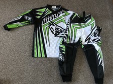 Wulfsport Kids Motorcross Trousers & Top Set, Green/Black, 5-7yrs/Euro 32 - Used