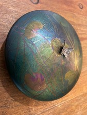 LARGE JOHN DITCHFIELD GLASFORM LILYPAD  PAPERWEIGHT WITH SILVER BUTTERLY/MOTH