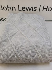John Lewis L200 x W150cm Chunky Diamond Throw, Cool Grey RRP £80