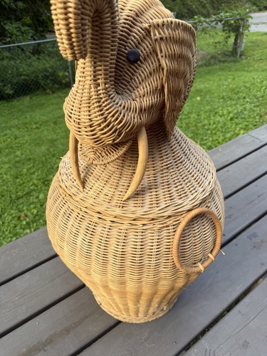 Vintage wicker elephant - vintage,