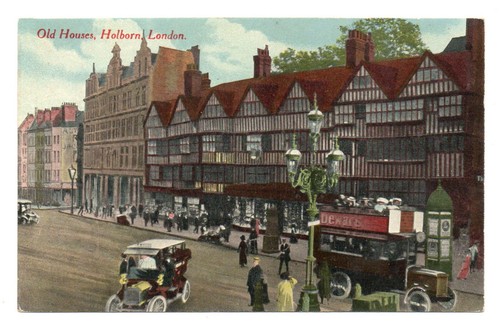 Antique postcard old houses - postcard,