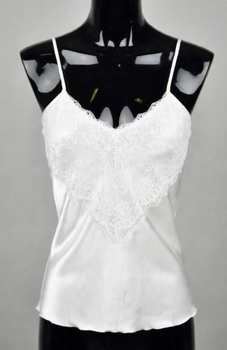 Satin cami vest with lace - satin,