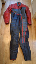 FANTASTIC TT LEATHERS - 1 PIECE LEATHER BIKE RIDING SUIT - BLACK / RED / GREY