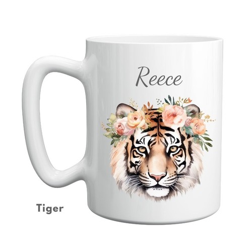 Personalised floral animal mug - personalised,