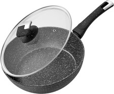 Rainberg Deep Frying Pan 26cm with Lid Aluminium Nonstick Induction Compatible