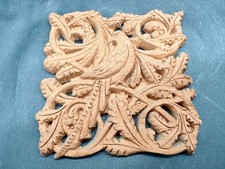 VINTAGE TERRACOTTA WALL PLAQUE FLORAL LEAF SCROLL DESIGN GARDEN DECORATION