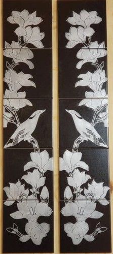 Fireplace tiles black - fireplace,