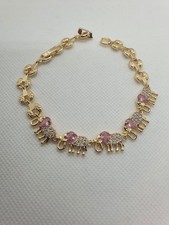 Fashion Gold Plated Elephant Zirconia Bracelet Stainless Steel  Adjustable 