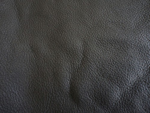 Jet black thick leather 3mm - black,