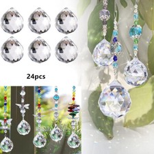24Pcs Clear Crystal Ball Prisms K9 Crystal Sun Catcher Pendant Window Home Decor