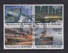 2011 Titanic Ship Commemorative - Block of 4 Stamps CTO